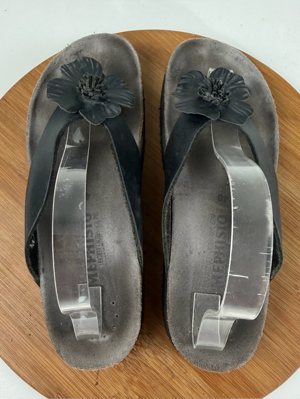 Mephisto Helen Women's Black Floral Cork Footbed Thong Sandals - Picture 5 of 9